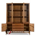 Broyhill Brasilia Mid Century Walnut and Brass Credenza and Hutch