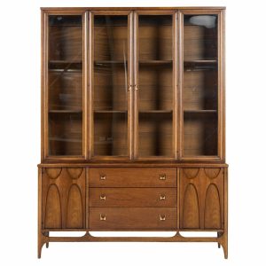 broyhill brasilia mid century walnut and brass credenza and hutch