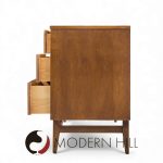 Broyhill Brasilia Mid Century Walnut and Brass Lowboy Dresser