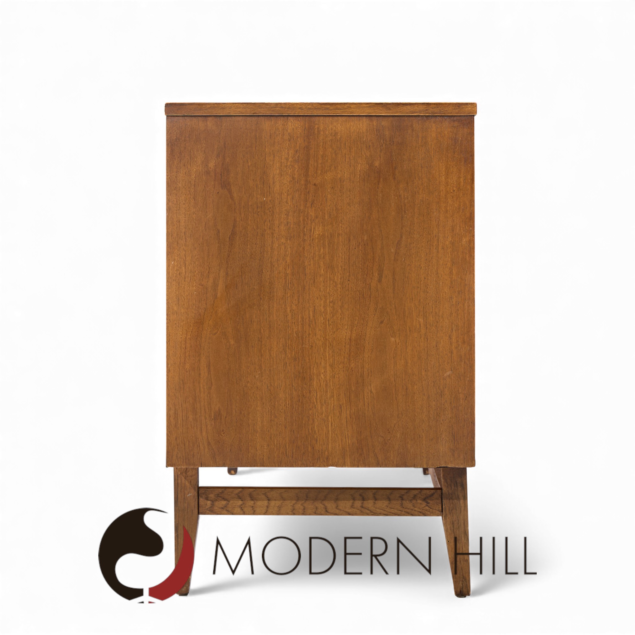 Broyhill Brasilia Mid Century Walnut and Brass Lowboy Dresser