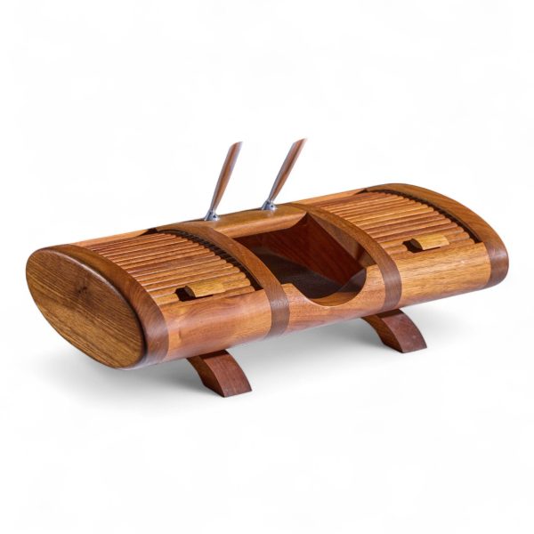 Bruce Erdman Mid Century Black Walnut Tambour Desk Top Organizer