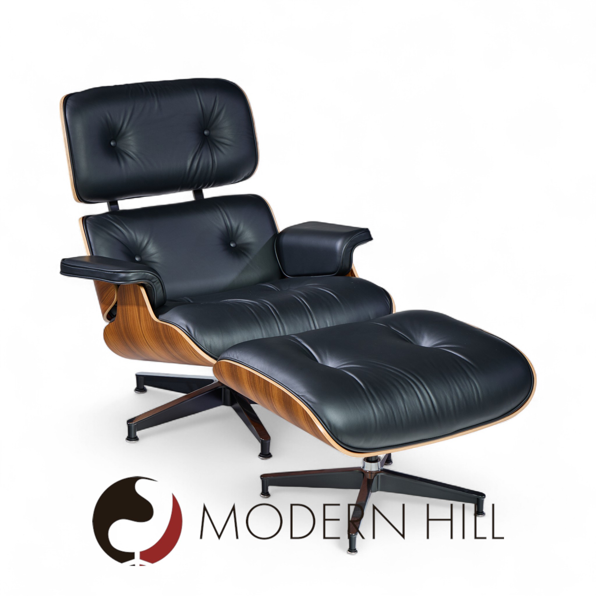 Charles and Ray Eames for Herman Miller Mid Century Tall Walnut Lounge Chair and Ottoman