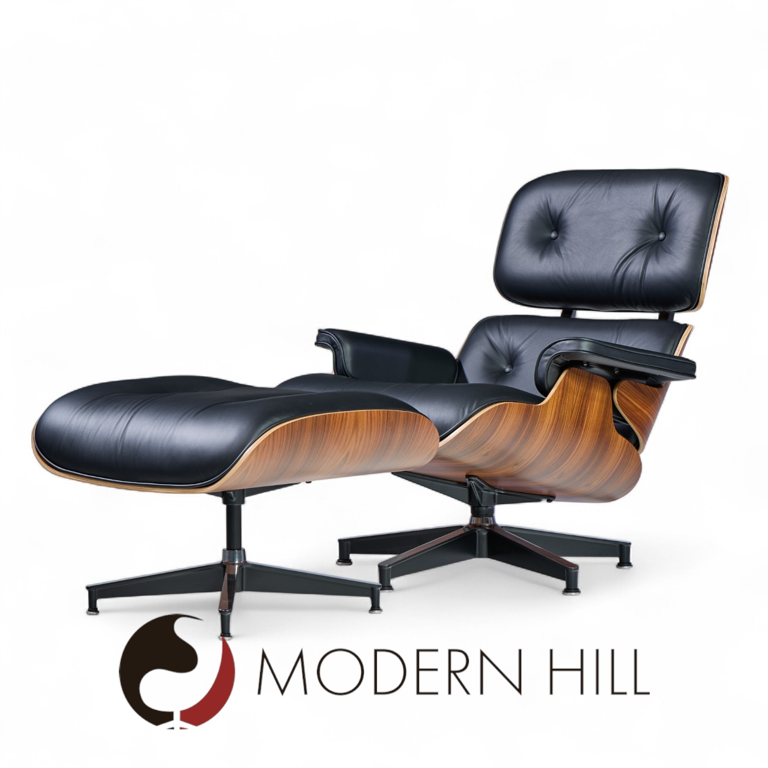 Charles and Ray Eames for Herman Miller Mid Century Tall Walnut Lounge Chair and Ottoman