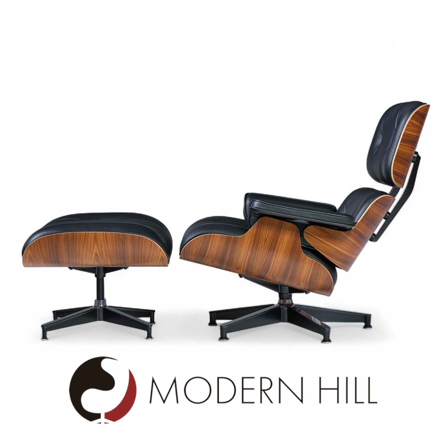 Charles and Ray Eames for Herman Miller Mid Century Tall Walnut Lounge Chair and Ottoman