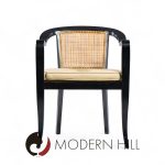 Edward Wormley for Dunbar Style Mid Century Cane and Black Lacquer Lounge Chair
