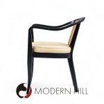 Edward Wormley for Dunbar Style Mid Century Cane and Black Lacquer Lounge Chair