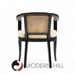 Edward Wormley for Dunbar Style Mid Century Cane and Black Lacquer Lounge Chair