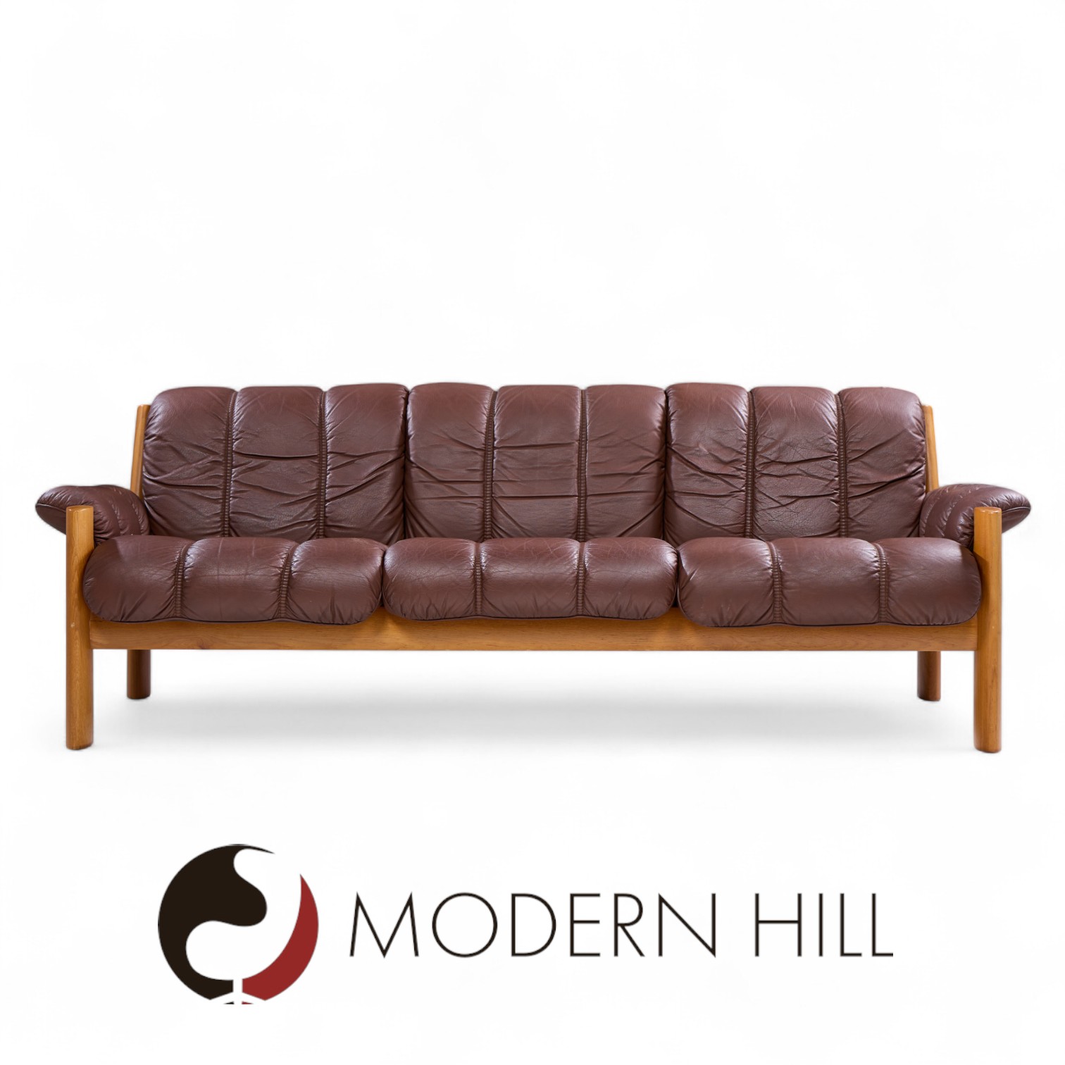 Ekornes Mid Century Norwegian Teak and Leather Montana Sofa