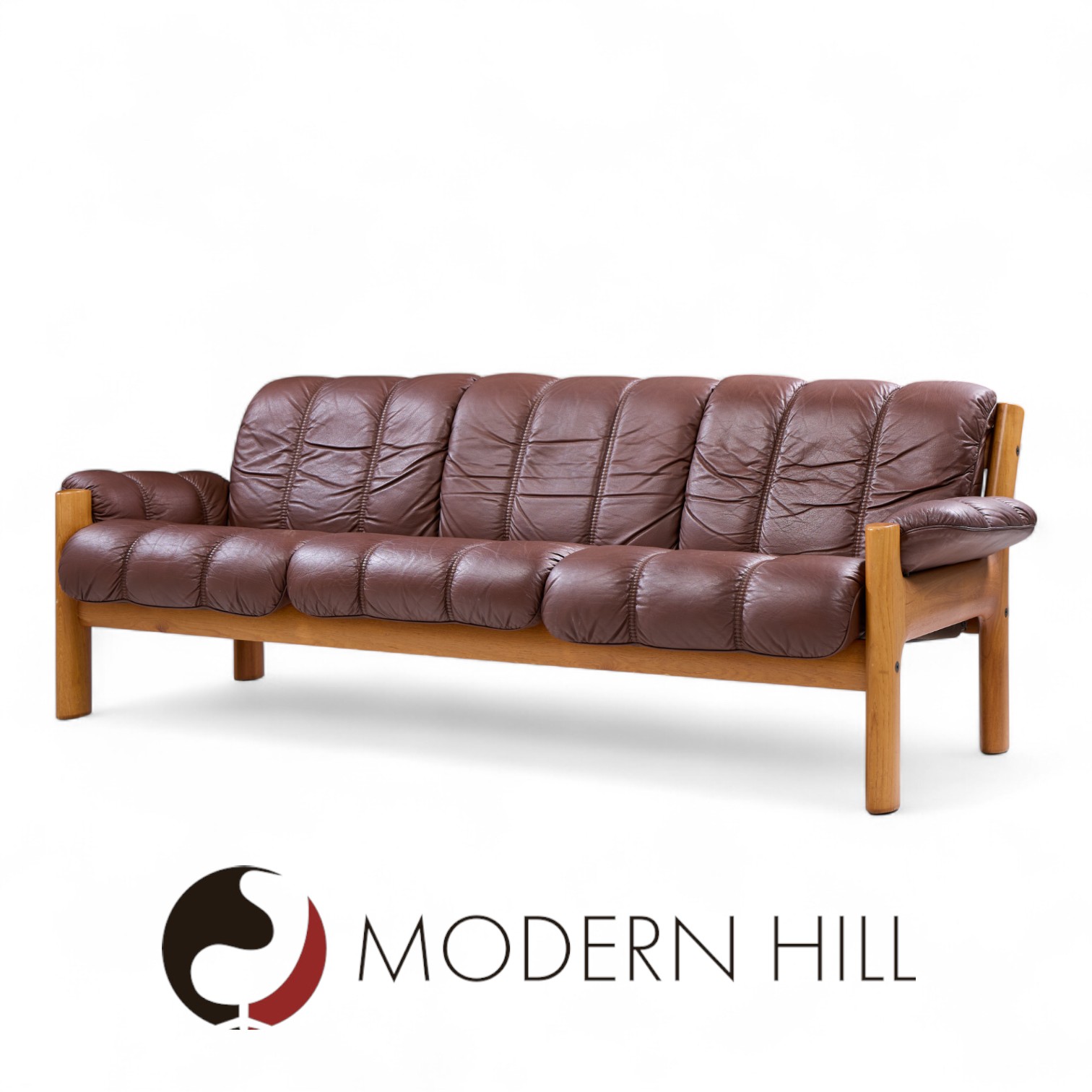Ekornes Mid Century Norwegian Teak and Leather Montana Sofa