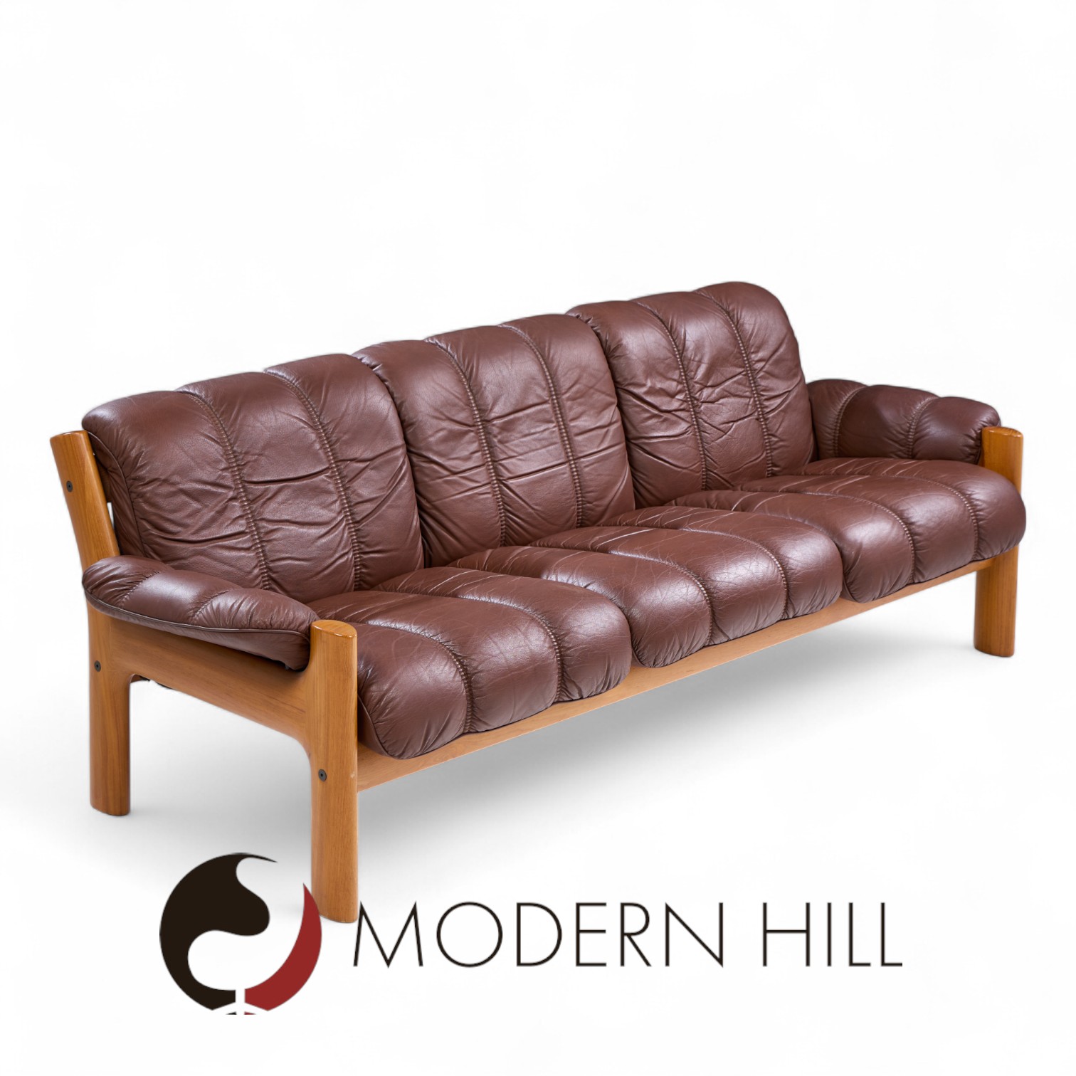 Ekornes Mid Century Norwegian Teak and Leather Montana Sofa