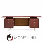 George Nelson for Herman Miller Mid Century Walnut and Cane Executive Desk