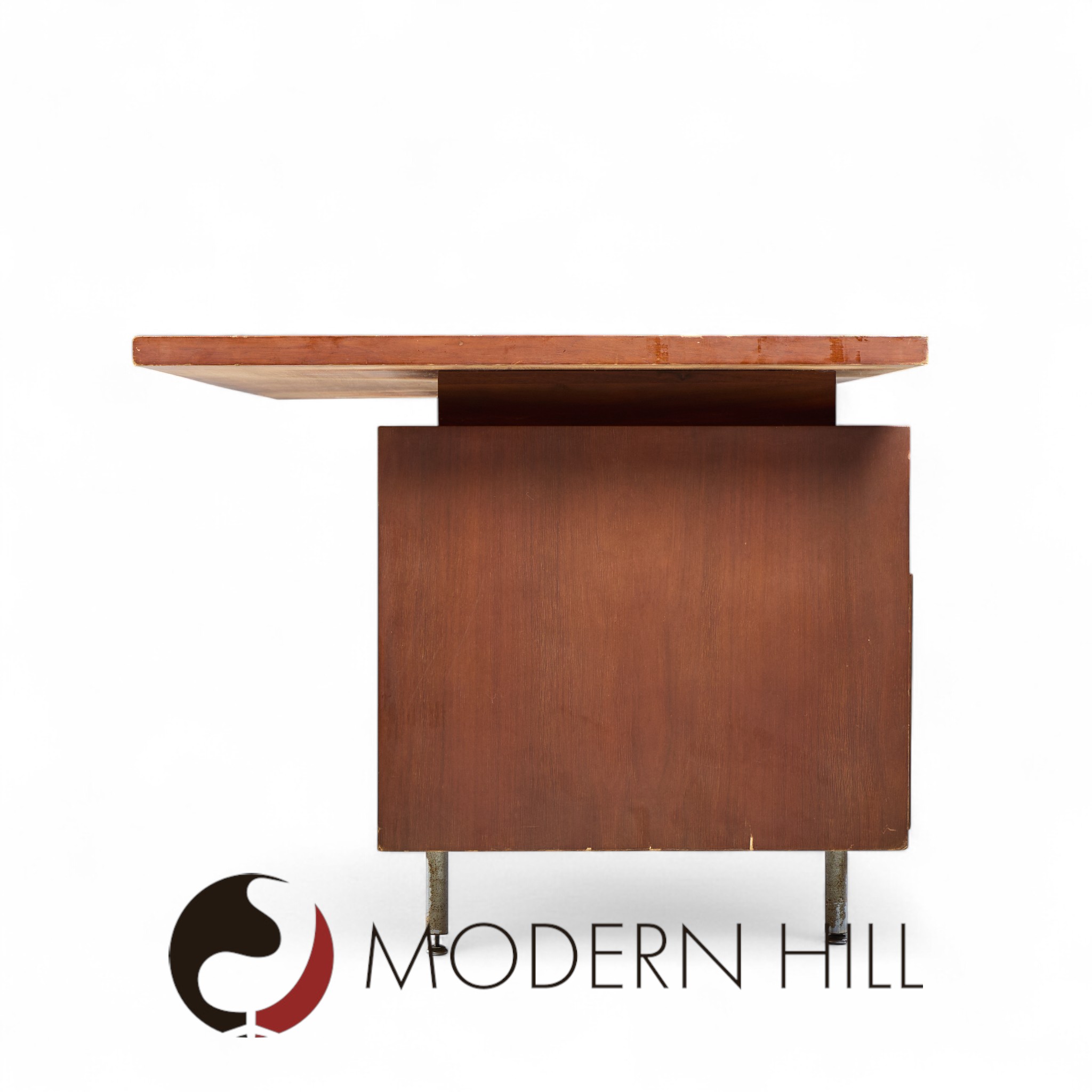 George Nelson for Herman Miller Mid Century Walnut and Cane Executive Desk
