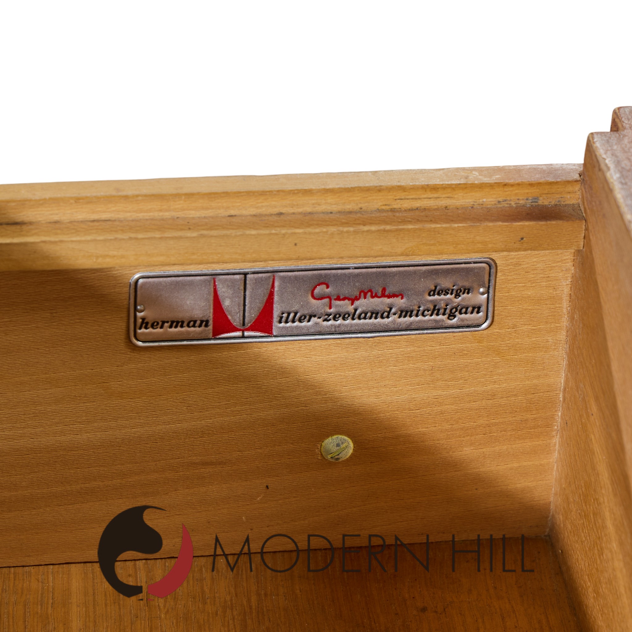 George Nelson for Herman Miller Mid Century Walnut and Cane Executive Desk