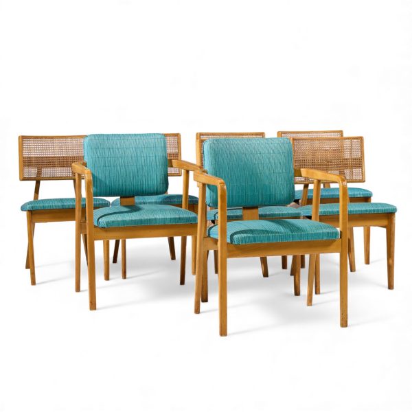 George Nelson for Herman Miller Model 4663 Mid Century Walnut Dining Chairs - Set of 8