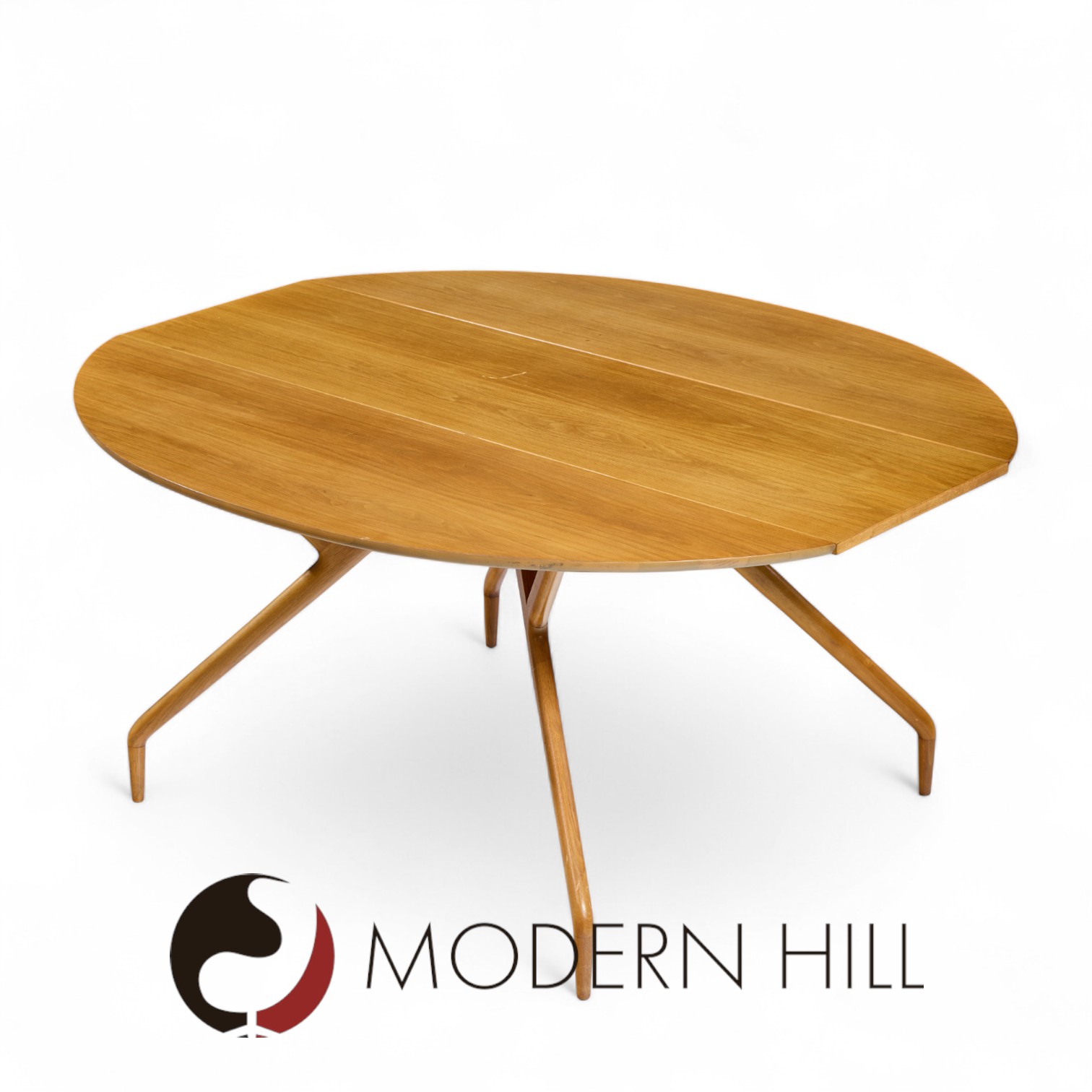 Greta Grossman for Glenn of California Mid Century Walnut Spider Leg Drop Leaf Dining Table