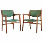 Hans Wegner for Johannes Hansen Jh-515 Mid Century Danish Teak Occasional Chairs - Pair