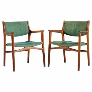 hans wegner for johannes hansen jh-515 mid century danish teak occasional chairs - pair