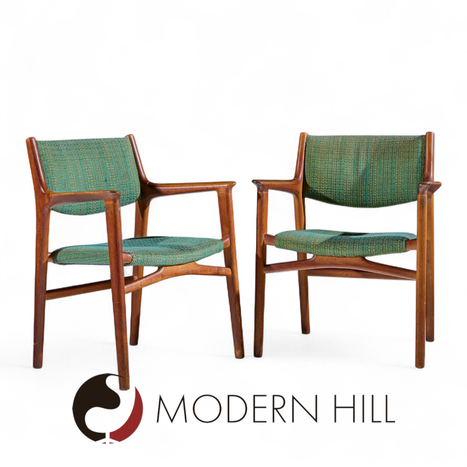 Hans Wegner for Johannes Hansen Jh515 Mid Century Danish Teak Occasional Chairs - Pair