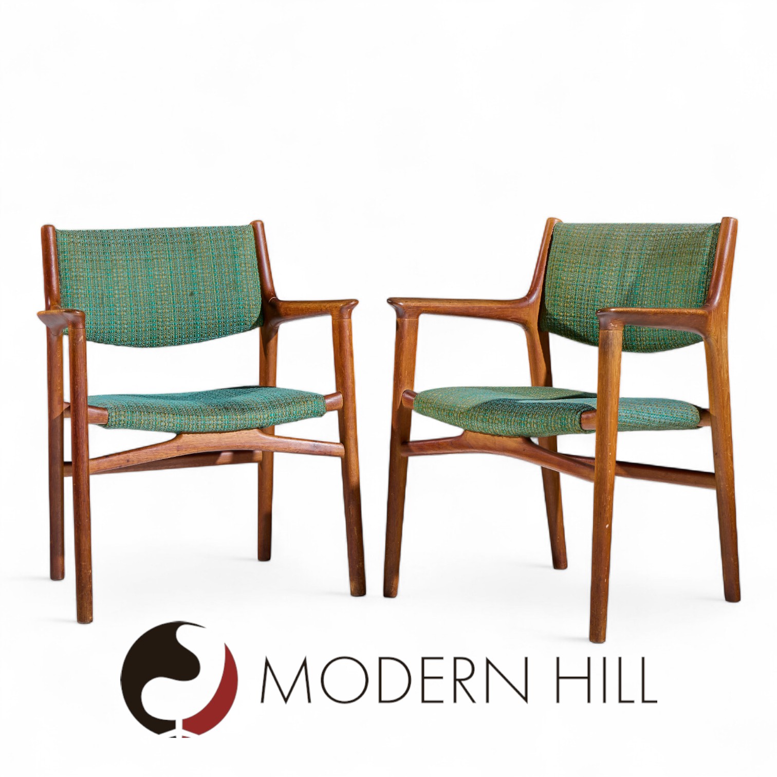Hans Wegner for Johannes Hansen Jh515 Mid Century Danish Teak Occasional Chairs - Pair