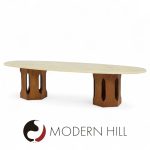 Harvey Probber Mid Century Walnut and Stone Coffee Table | Mid Century Modern Furniture - Mid Century Furniture Chicago Harvey Probber Mid Century Walnut and Stone Coffee Table