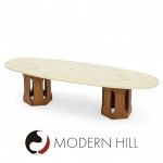 Harvey Probber Mid Century Walnut and Stone Coffee Table | Mid Century Modern Furniture - Mid Century Furniture Chicago Harvey Probber Mid Century Walnut and Stone Coffee Table