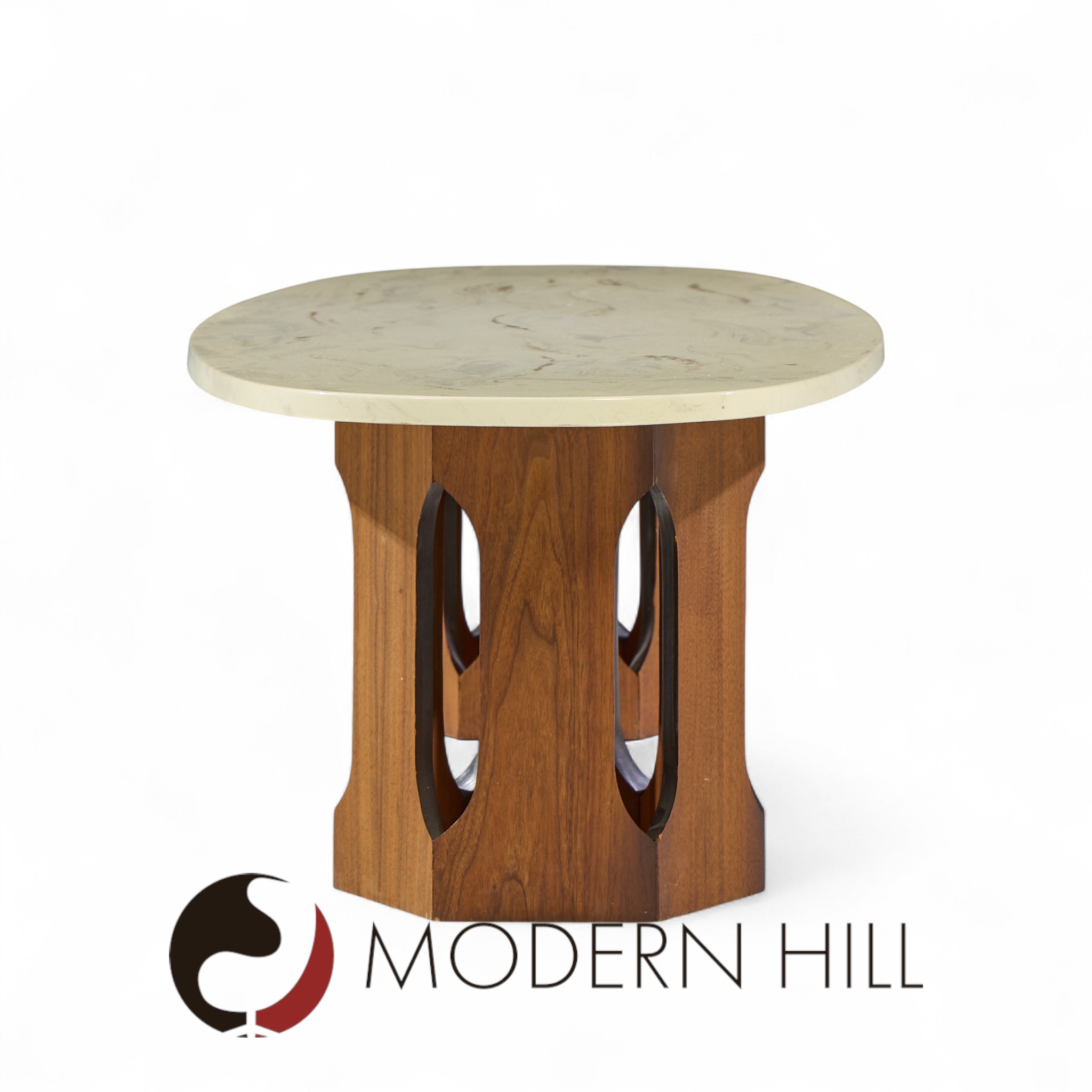 Harvey Probber Mid Century Walnut and Stone Coffee Table