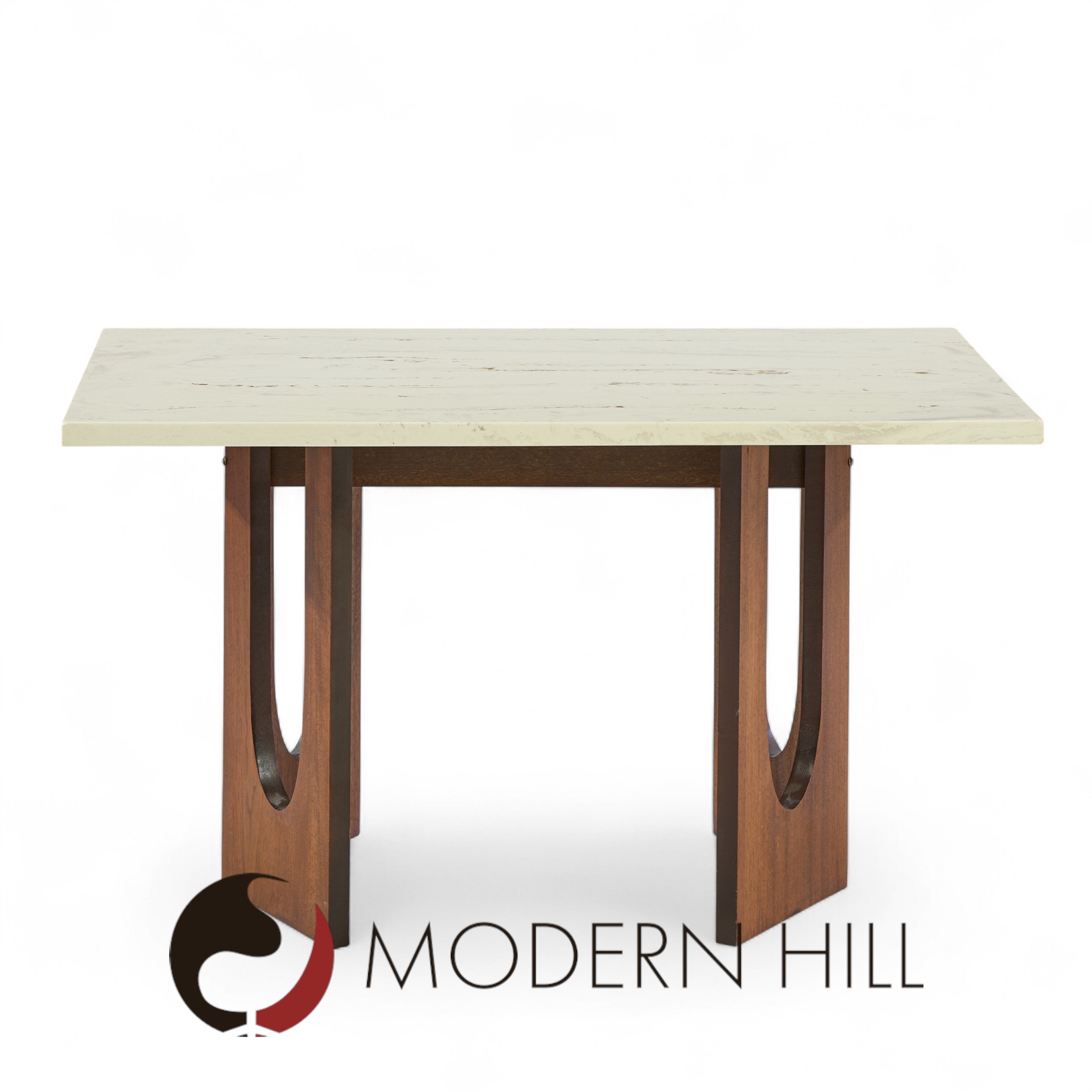 Harvey Probber Mid Century Walnut and Stone Side Table