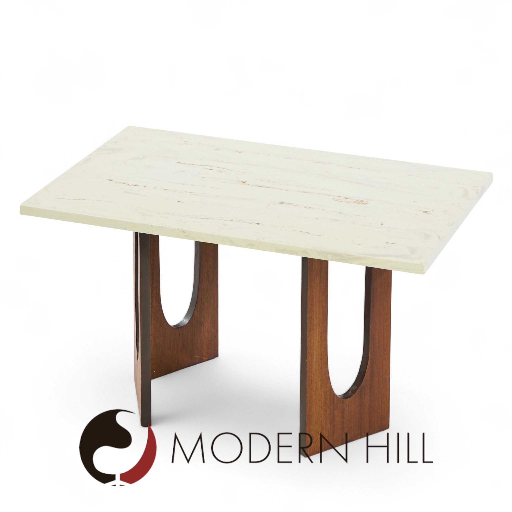 Harvey Probber Mid Century Walnut and Stone Side Table