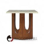 Harvey Probber Mid Century Walnut and Stone Side Table