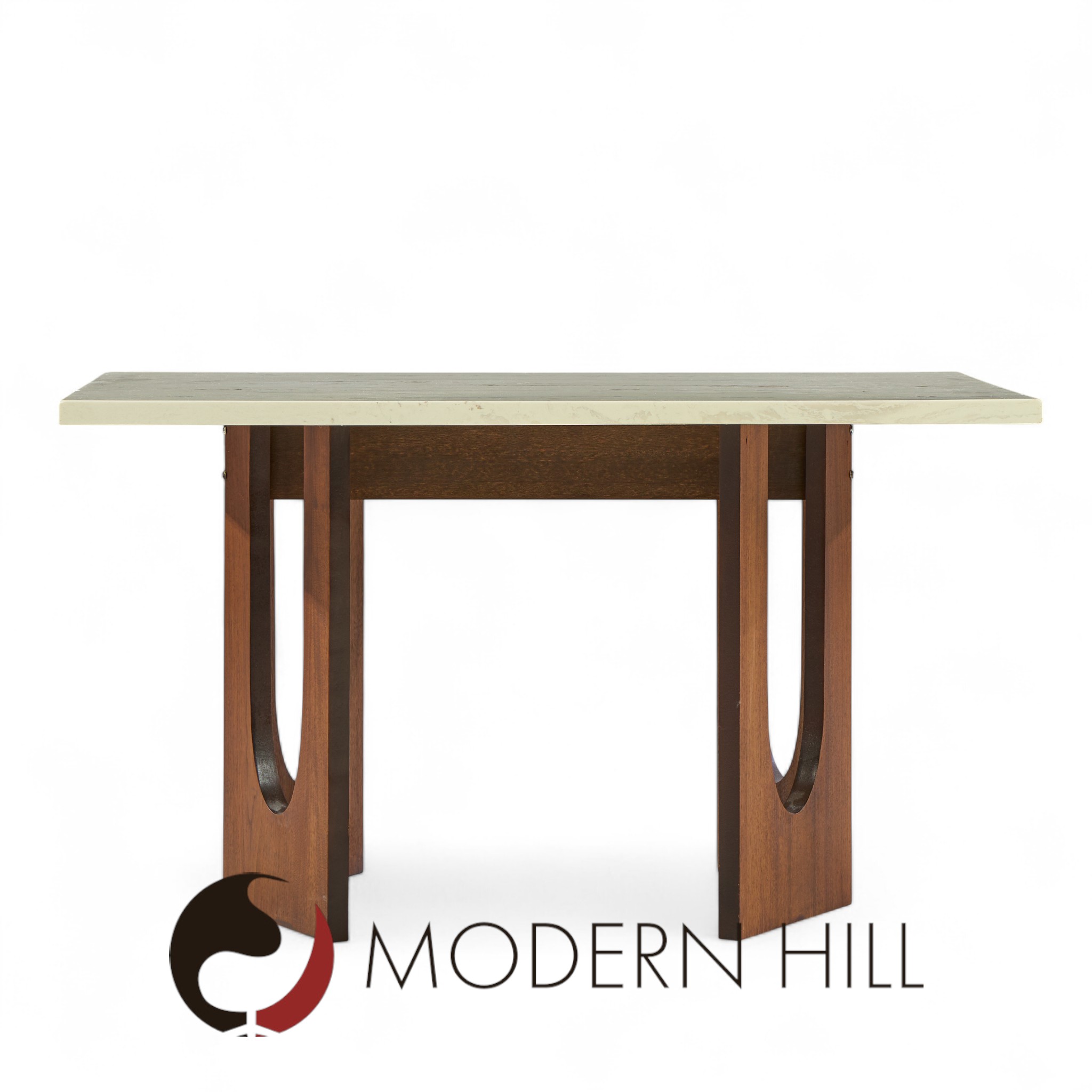 Harvey Probber Mid Century Walnut and Stone Side Table