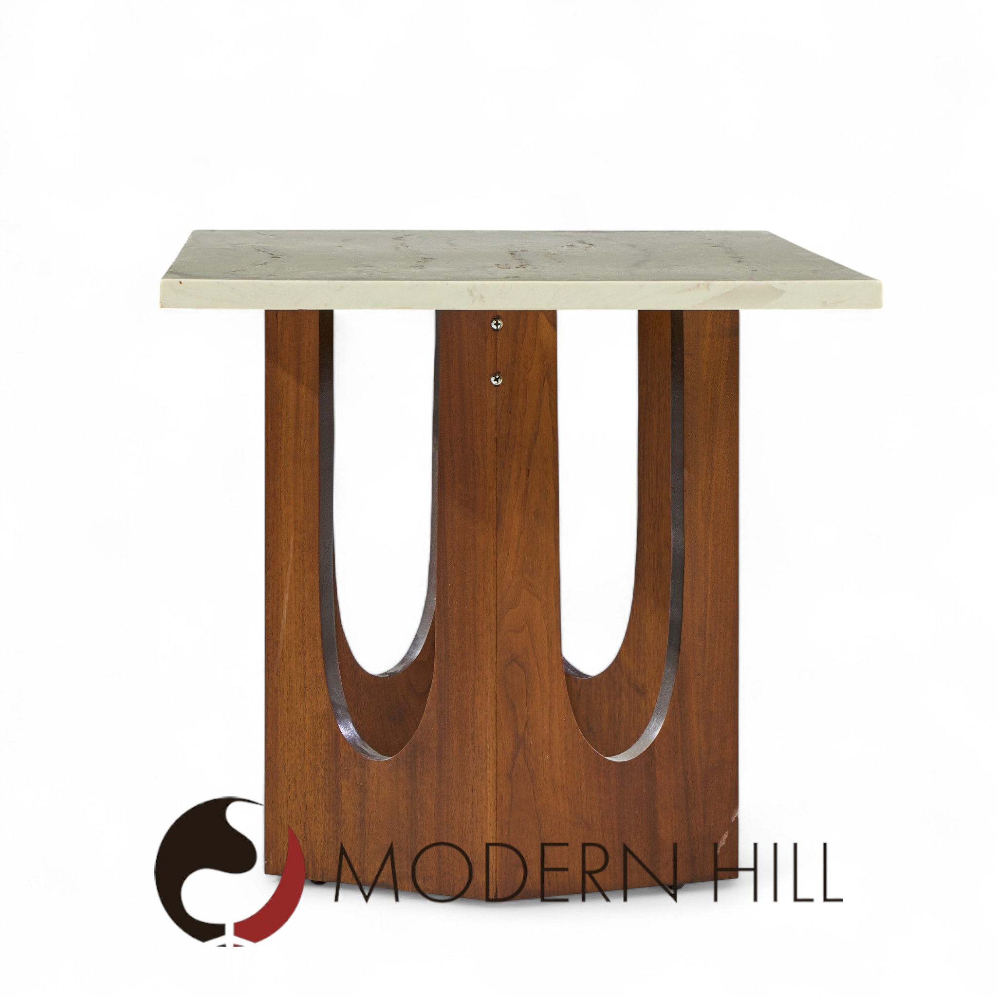 Harvey Probber Mid Century Walnut and Stone Side Table