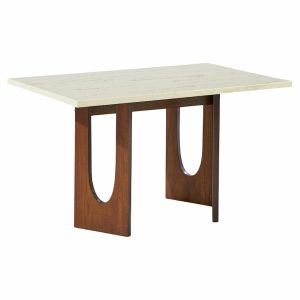 harvey probber mid century walnut and stone side table