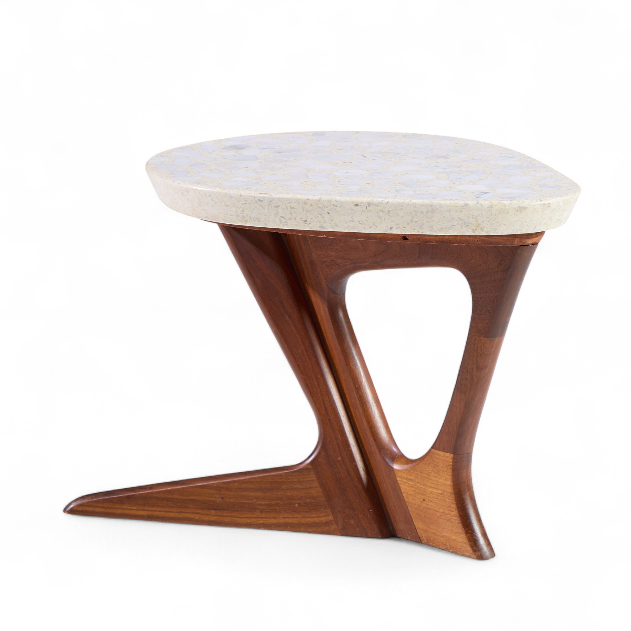 Harvey Probber Mid Century Walnut and Terrazzo Side End Table
