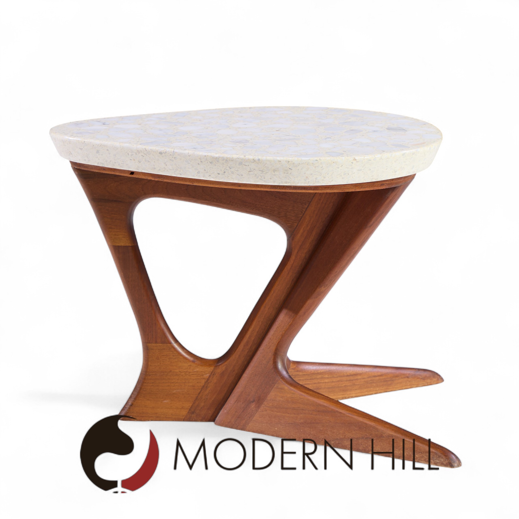 Harvey Probber Mid Century Walnut and Terrazzo Side End Table