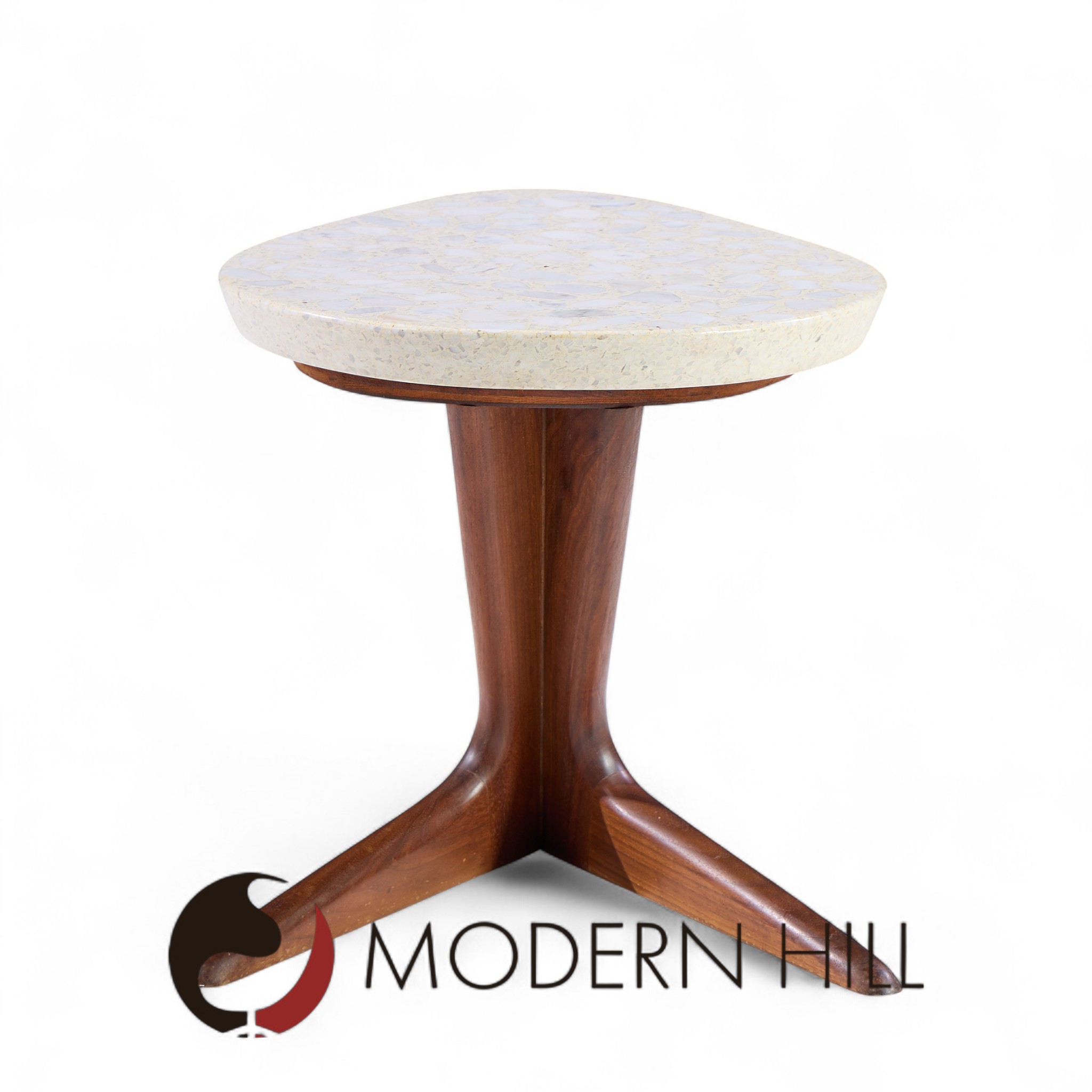 Harvey Probber Mid Century Walnut and Terrazzo Side End Table