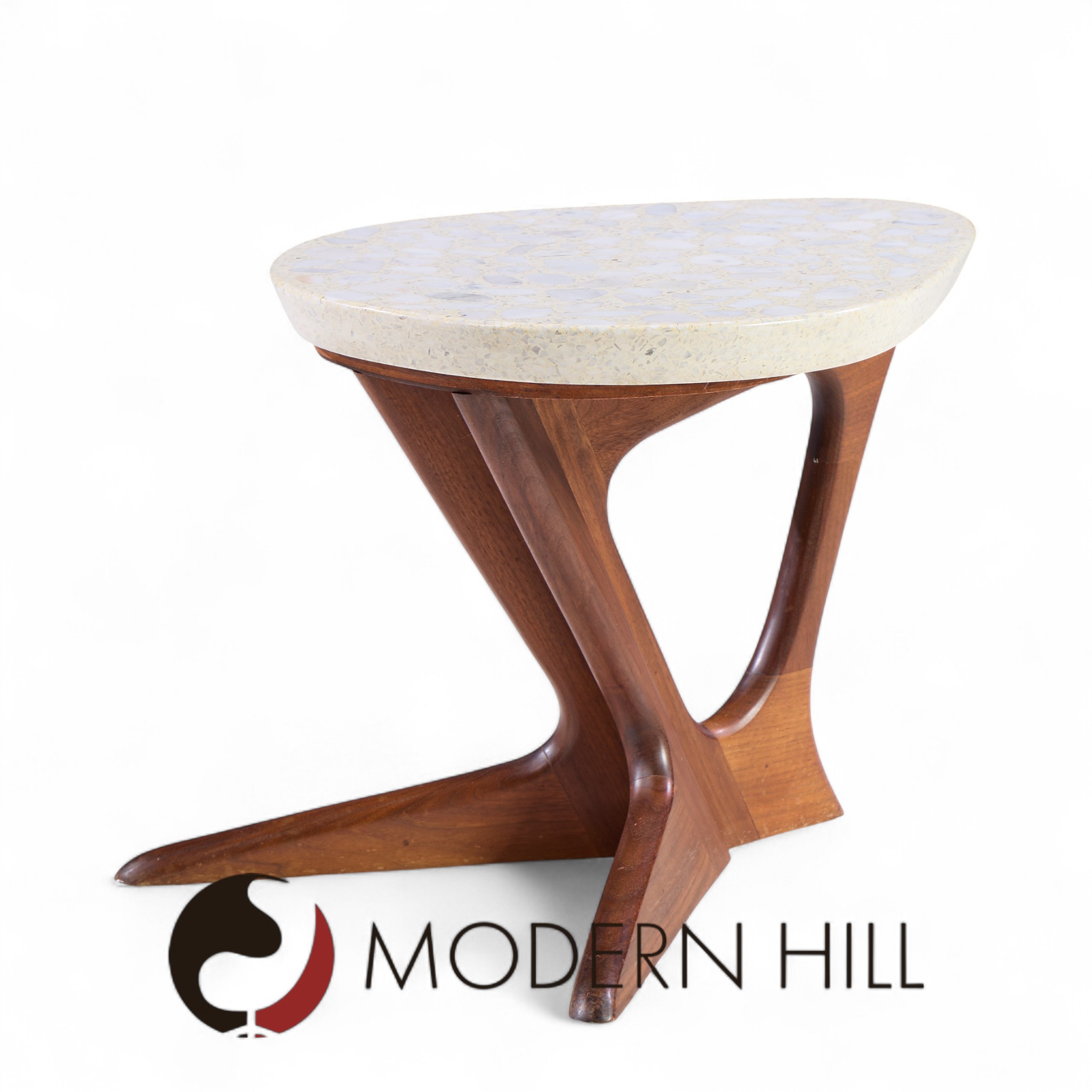 Harvey Probber Mid Century Walnut and Terrazzo Side End Table