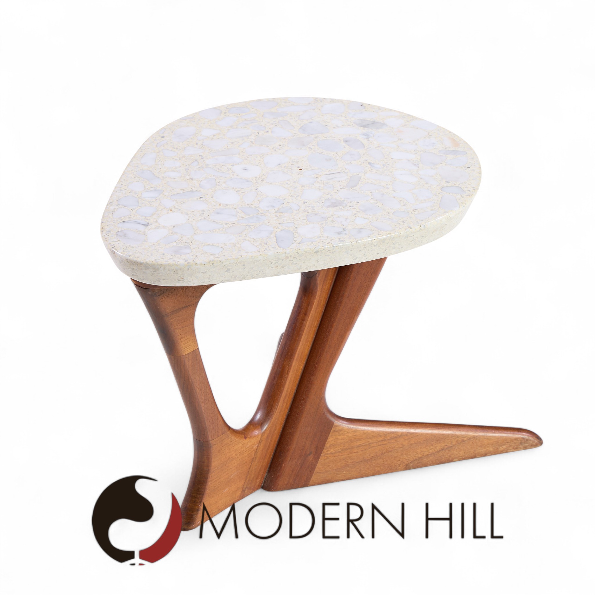 Harvey Probber Mid Century Walnut and Terrazzo Side End Table
