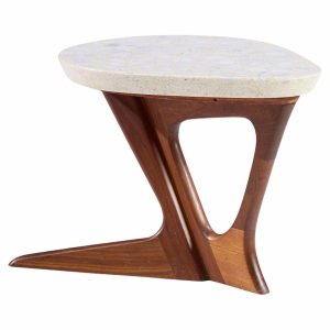 harvey probber mid century walnut and terrazzo side end table