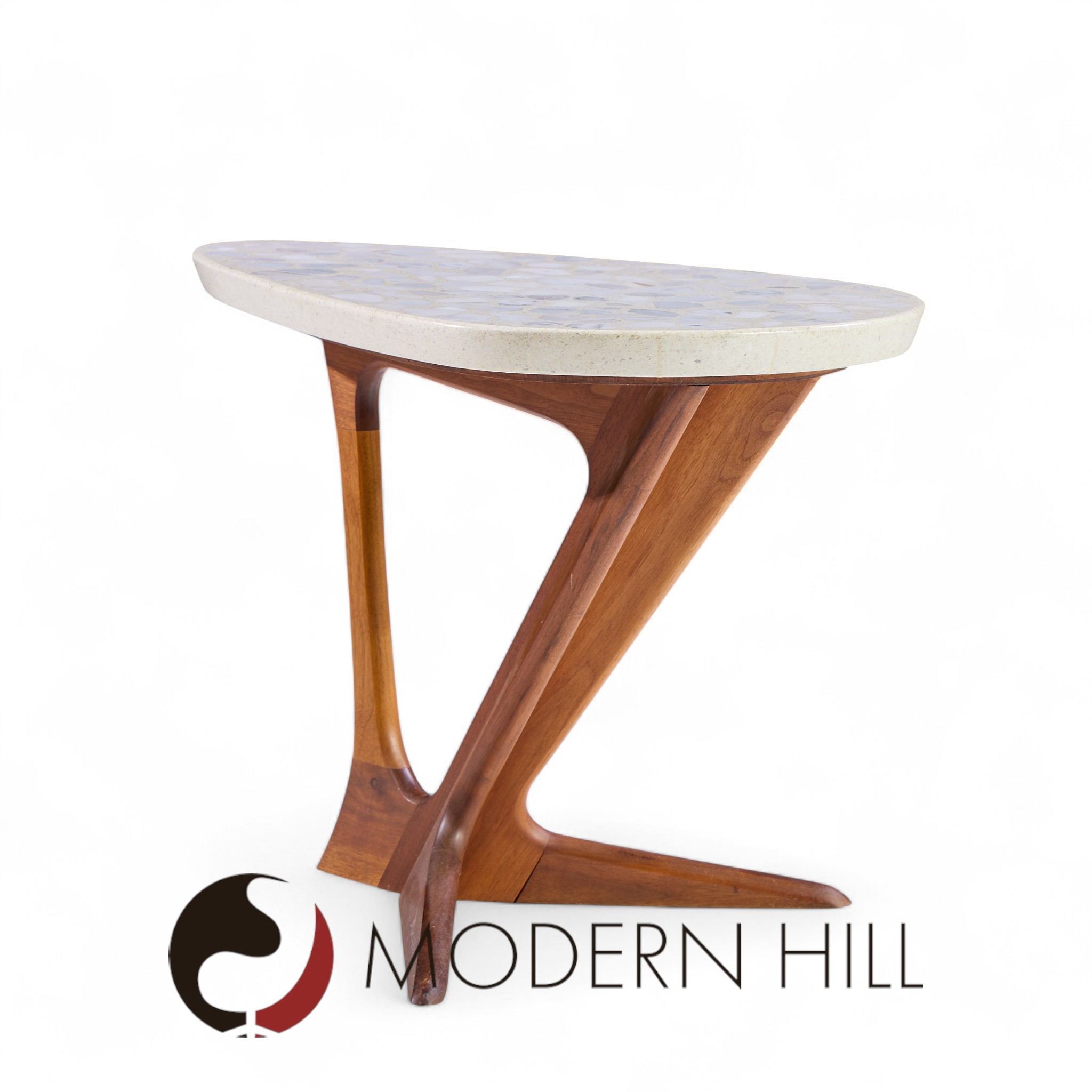 Harvey Probber Walnut and Terrazzo Side End Tables - Pair