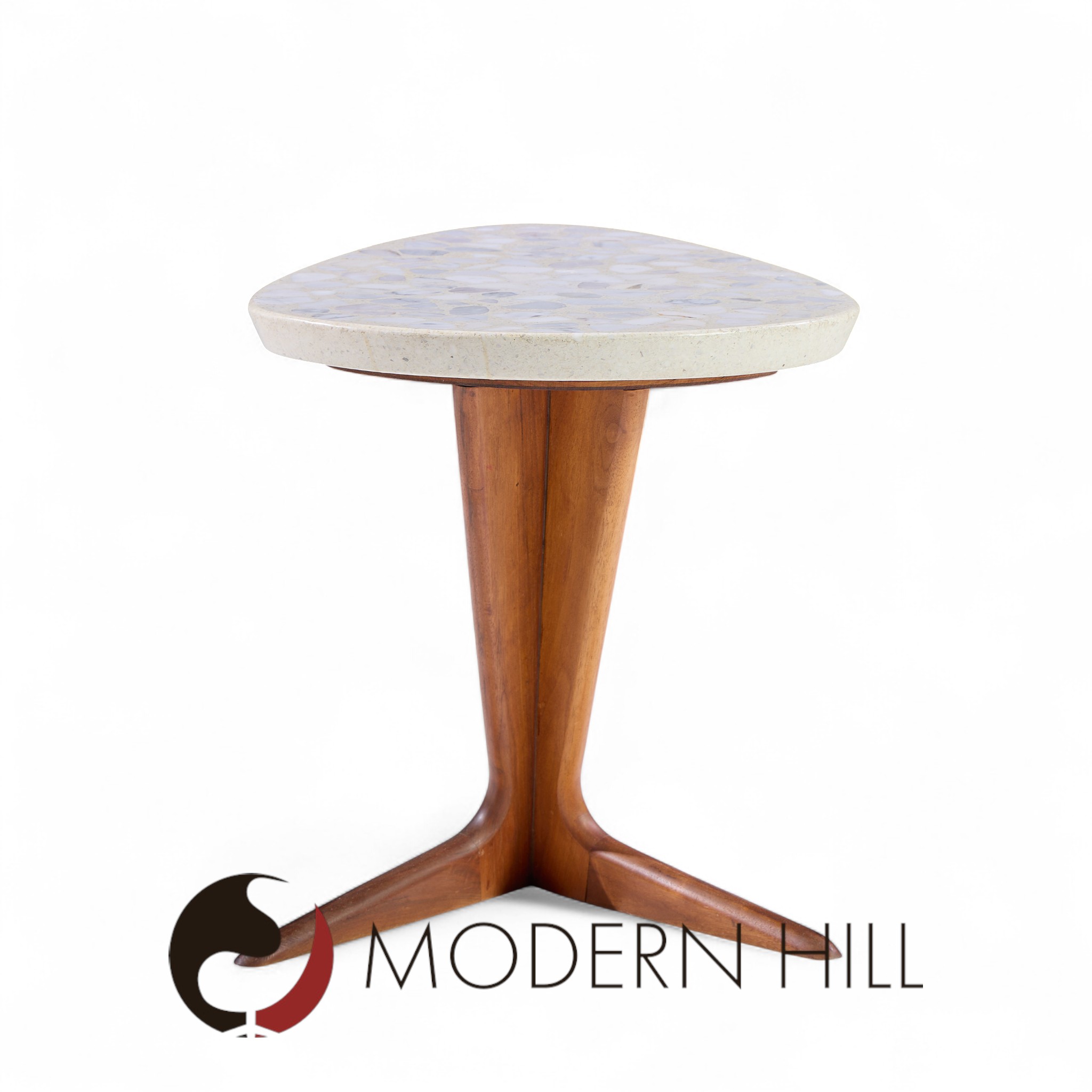 Harvey Probber Walnut and Terrazzo Side End Tables - Pair