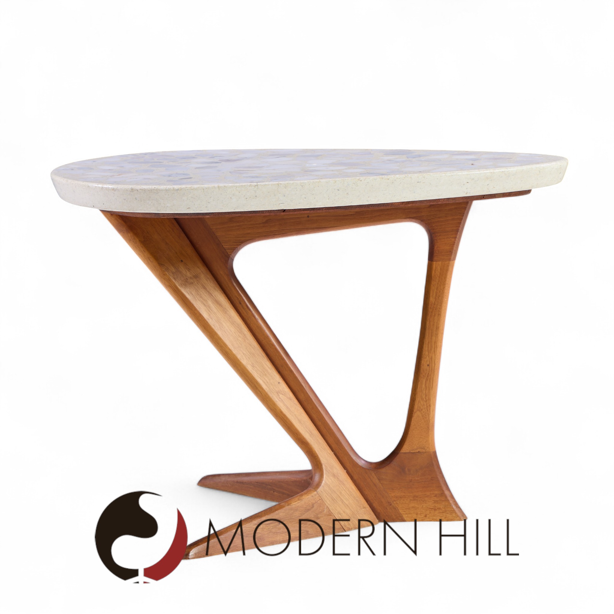 Harvey Probber Walnut and Terrazzo Side End Tables - Pair