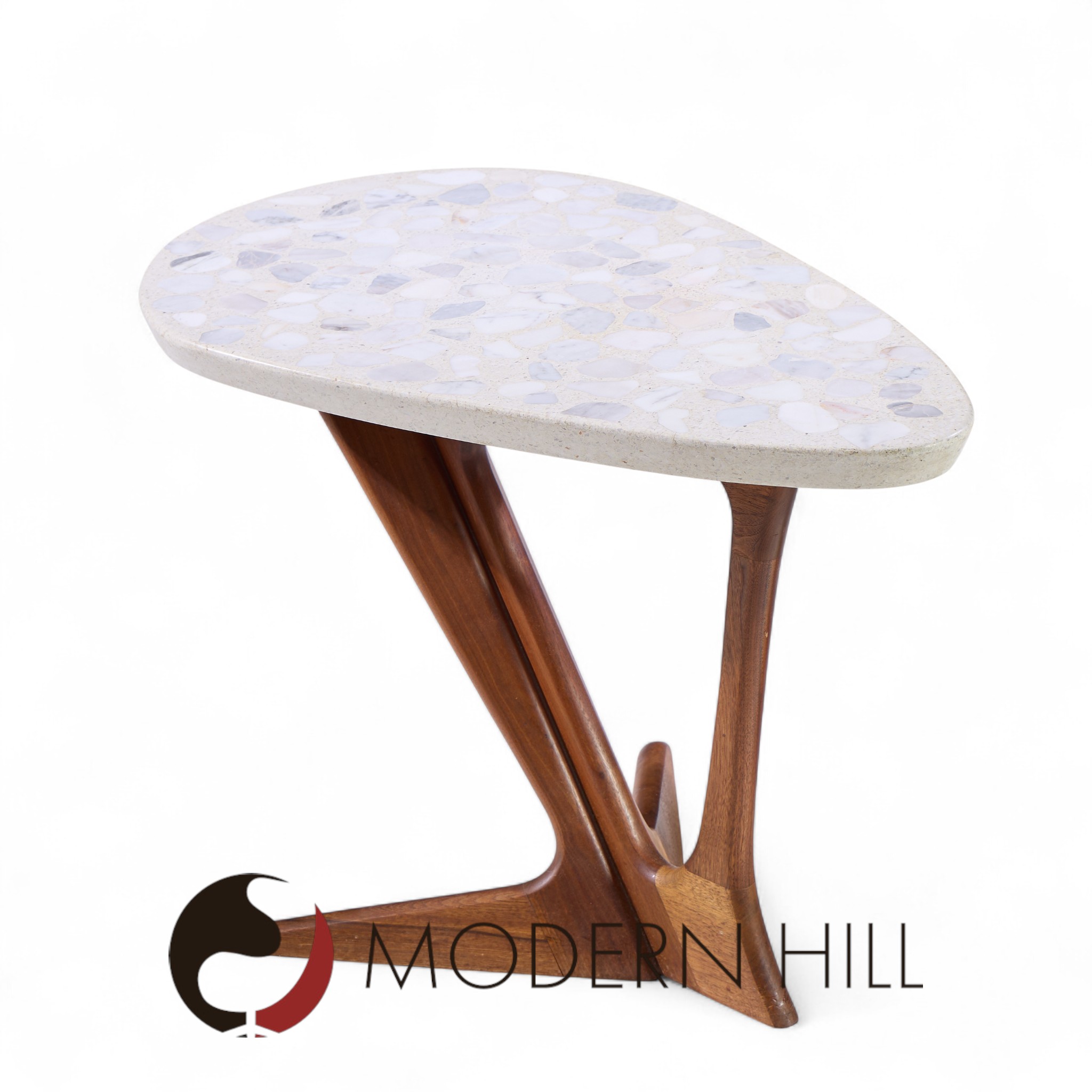 Harvey Probber Walnut and Terrazzo Side End Tables - Pair