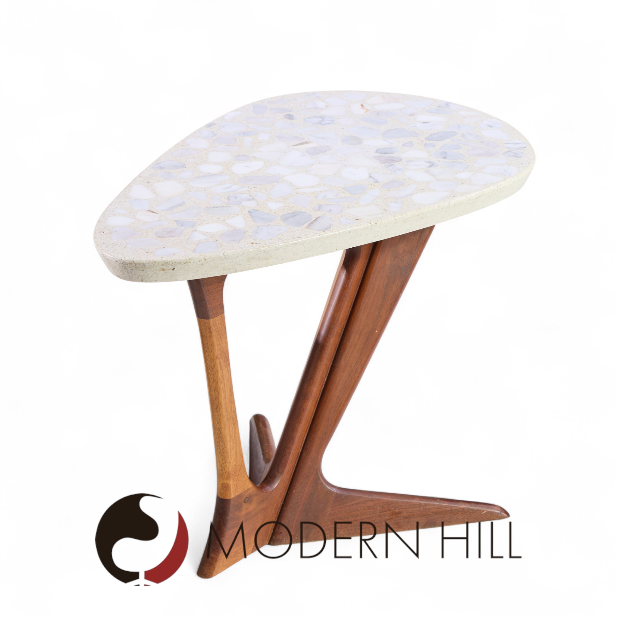 Harvey Probber Walnut and Terrazzo Side End Tables - Pair