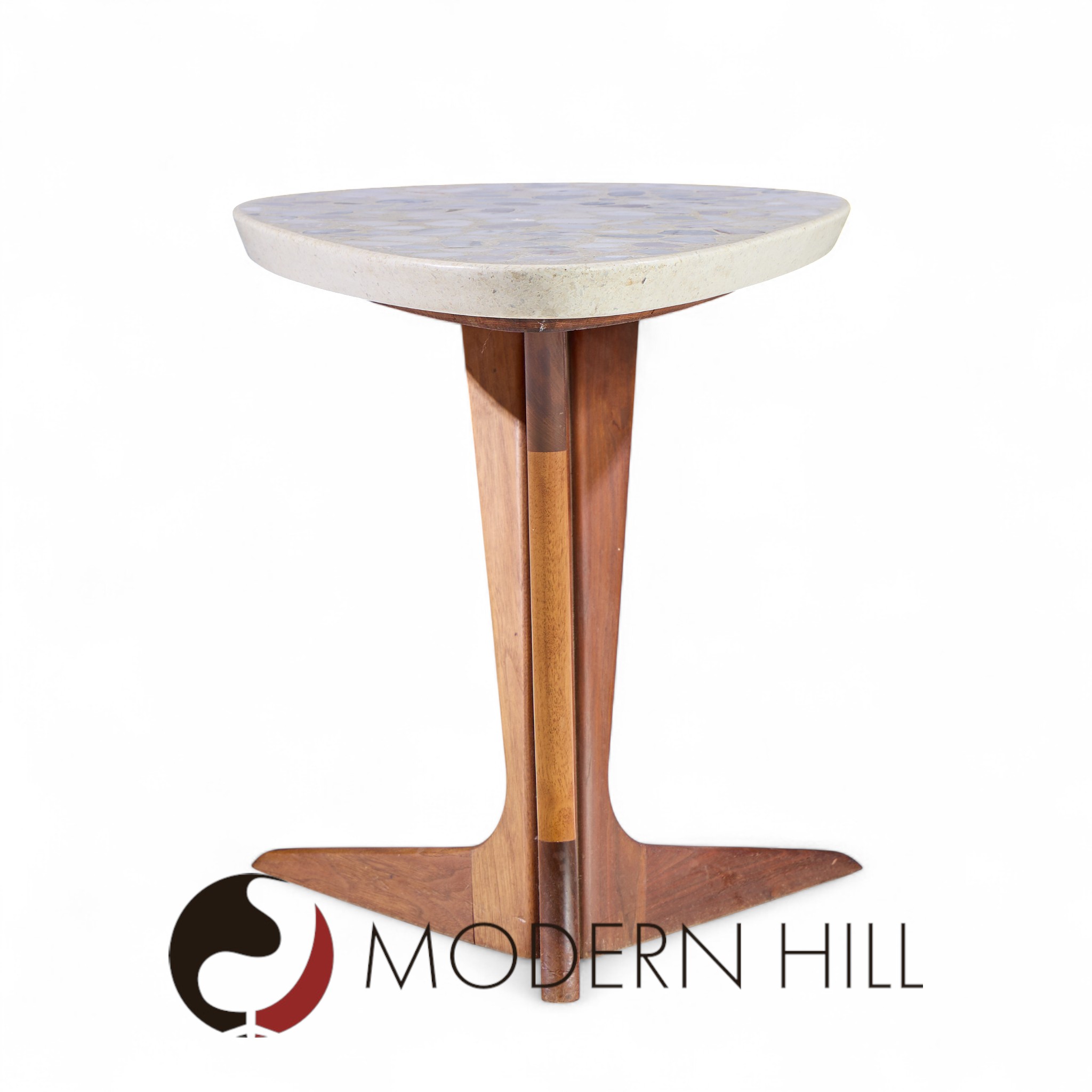 Harvey Probber Walnut and Terrazzo Side End Tables - Pair