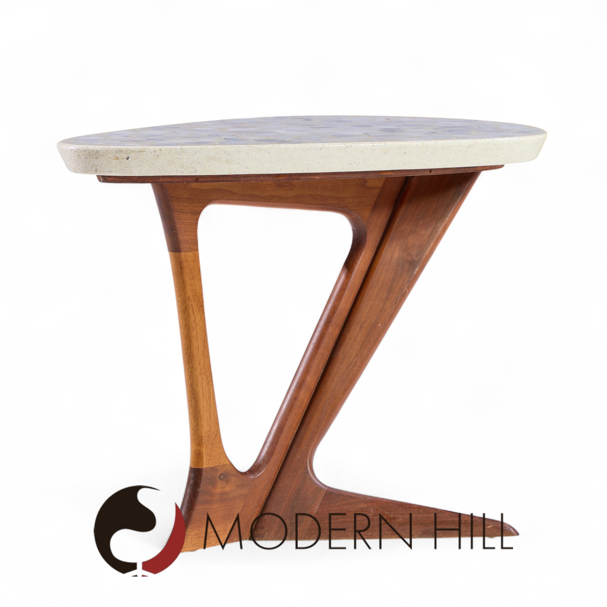 Harvey Probber Walnut and Terrazzo Side End Tables - Pair