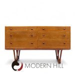 Helge Vestergaard-jensen for Peder Pedersen Mid Century Sculptural Danish Teak 6 Drawer Dresser