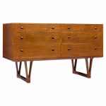 Helge Vestergaard-jensen for Peder Pedersen Mid Century Sculptural Danish Teak 6 Drawer Dresser