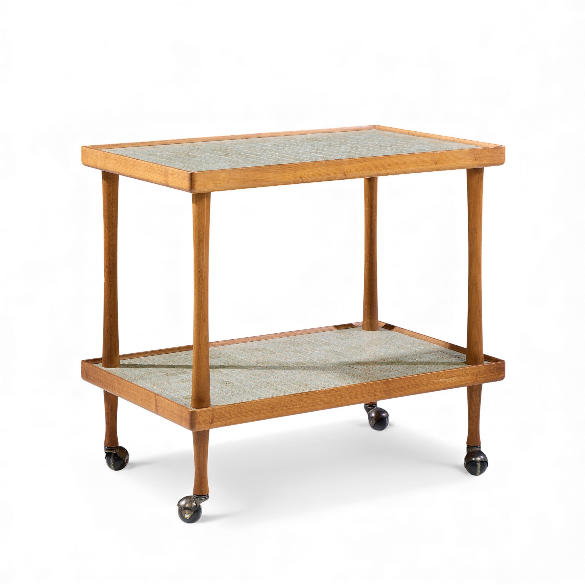Jane and Gordon Martz for Marshall Studios Mid Century Walnut and Tile Bar Cart