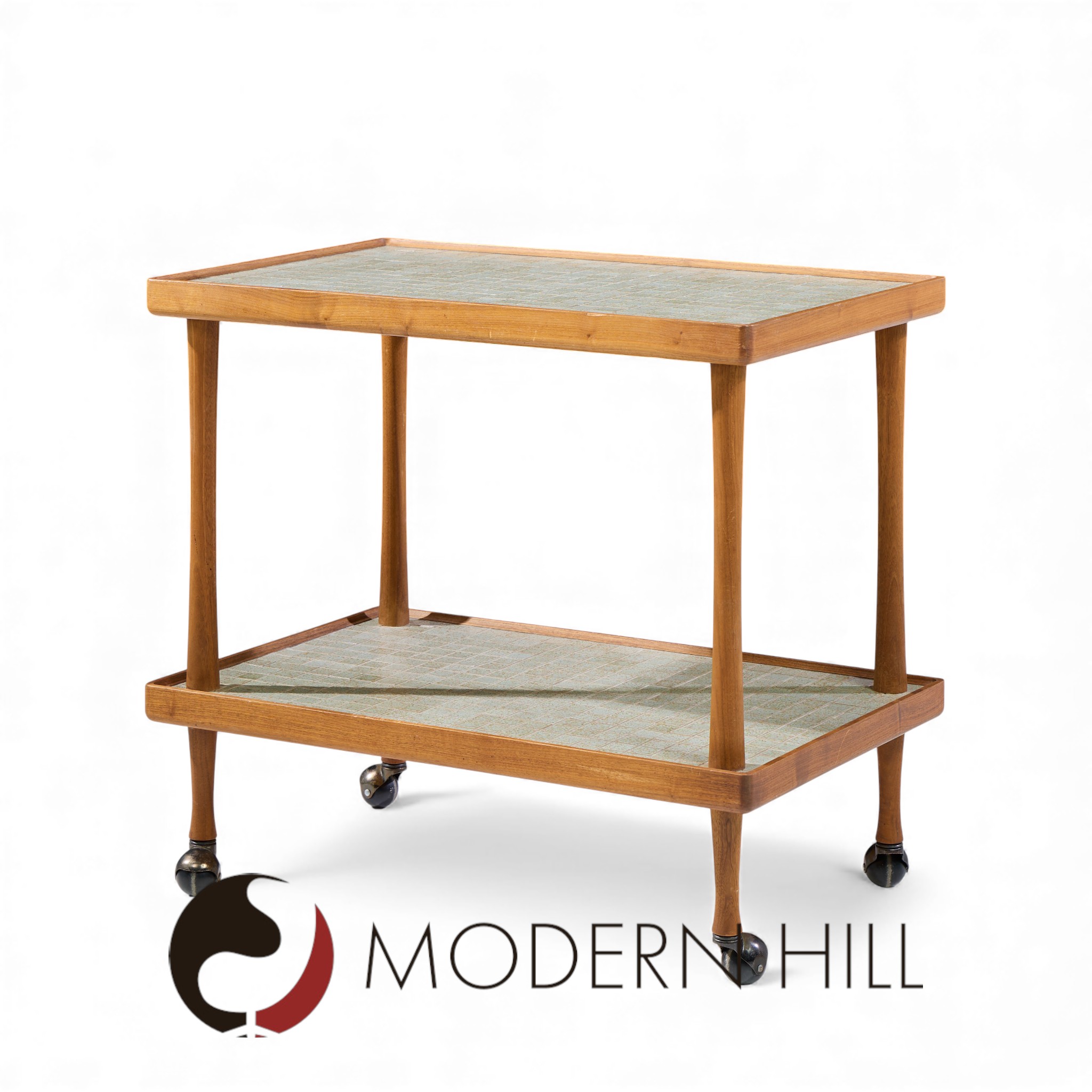 Jane and Gordon Martz for Marshall Studios Mid Century Walnut and Tile Bar Cart