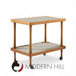 Jane and Gordon Martz for Marshall Studios Mid Century Walnut and Tile Bar Cart